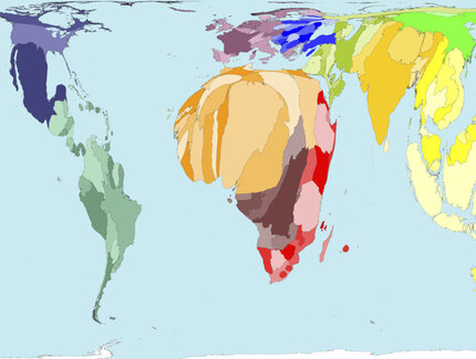Kartogramm mit Ländern nach Menge der gesprochenen Sprachen