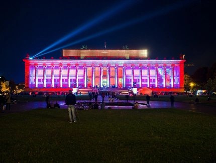 Illuminated Old Museum at the Long Night of Museums