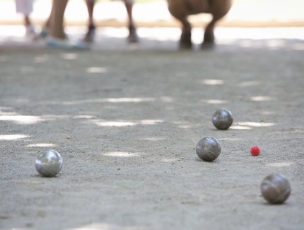 Boccia balls on the floor