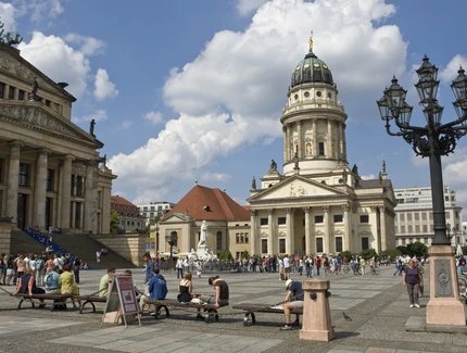 Konzerthaus (Concert Hall) and Französischer Dom (French Cathedral) at Gendarmenmarkt in Berlin