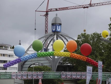 balloons in rainbow colours at the Lesbian and Gay City festival in Berlin