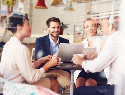 Business meeting in a cafe