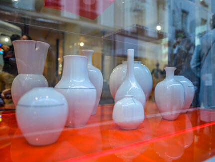 Design Vases in Shop Window