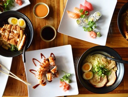 Sushi and ramen in a restaurant in Berlin 