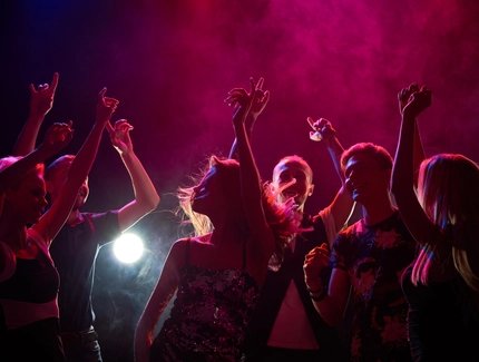 Two dancers of the club in Berlin: people on the dance floor