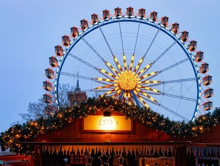 Ferris Wheel Night Christmas Market Berlin Town Hall