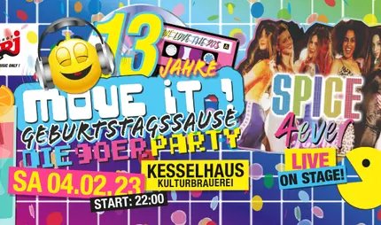 13 Jahre Geburtstagssause MOVE IT! – DIE 90ER JAHRE PARTY