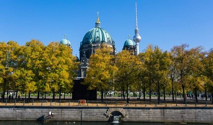 Berliner Dom hinter Herbstbäumen