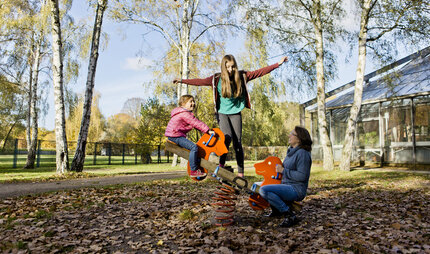 Excursion with children, playground of the FEZ in Volkspark Wuhlheide Berlin