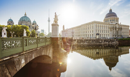 Panorama of Humboldt Forum and Berlin Cathedral