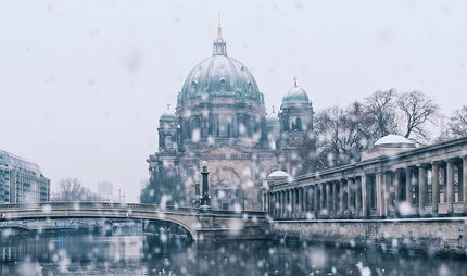 Berlin Cathedral in winter with snow