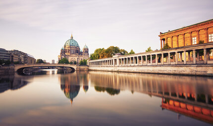 Berlin Cathedral with Museum Island in Berlin seen from river Spree