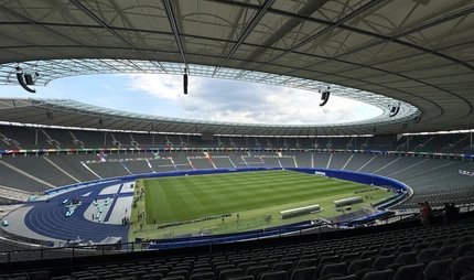 Berliner Olympiastadion im UEFA EURO 2024 Branding