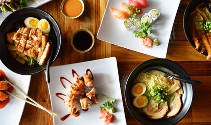 Sushi and Ramen Sushi and ramen in a restaurant in Berlin