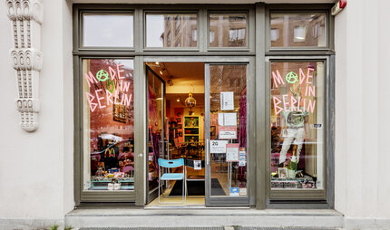 Facade of Made in Berlin vintage, second hand and fashion shop