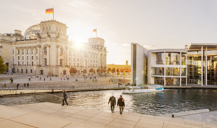 Spree with a view of the Reichstag in Berlin