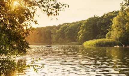 With the rowing boat on the Schlachtensee in Berlin